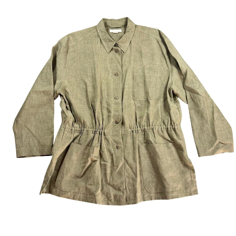 Escada Sport Linen Utility Jacket Olive Green